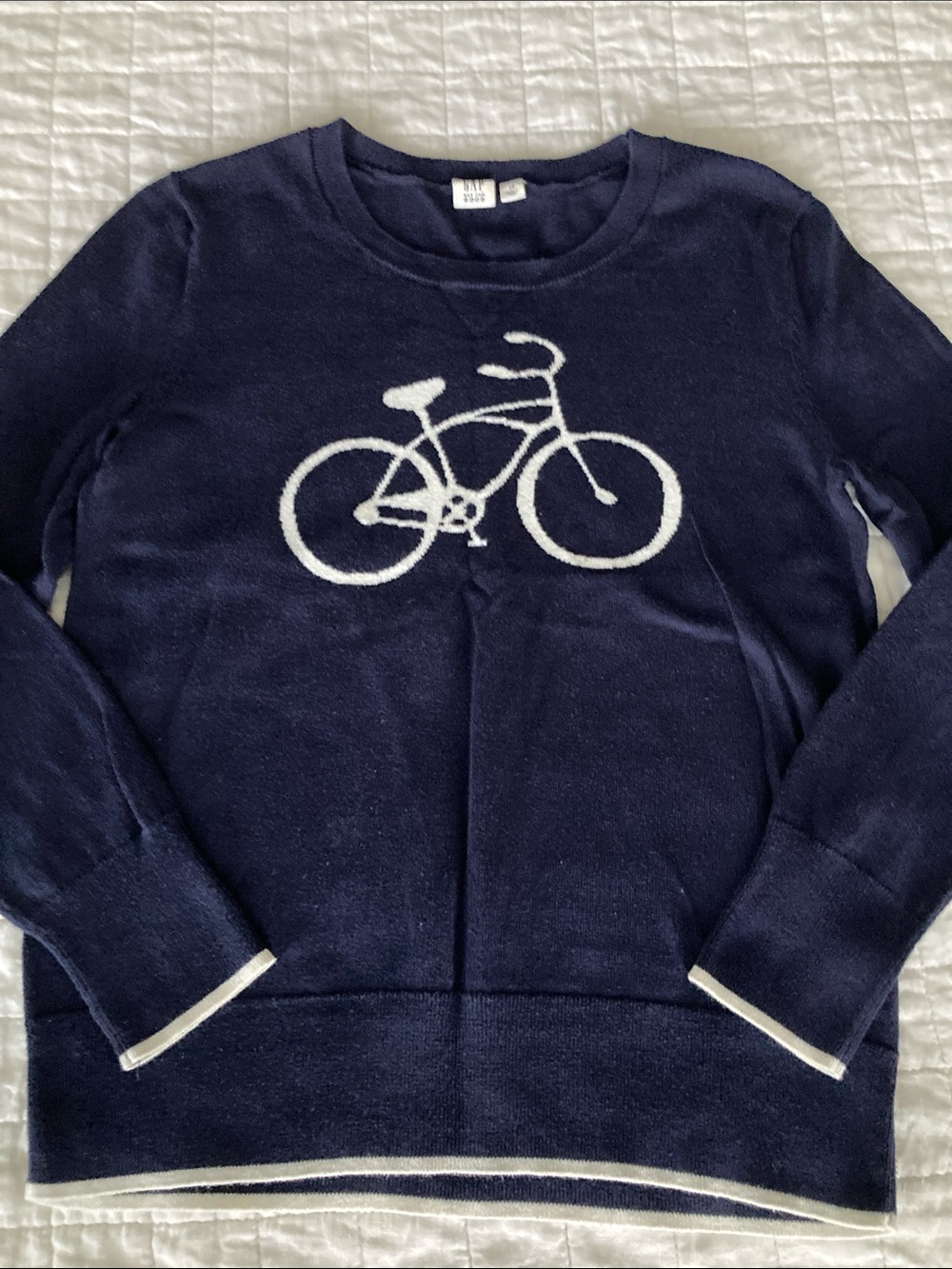 GAP Navy Blue Sweater with White Bicycle Motif